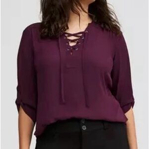 NWT torrid size 0(L) Harper lace up blouse